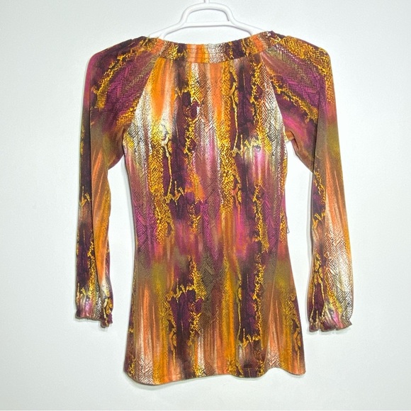 Self Esteem Tunic Top Women’s M Multicolor Snakeskin Braided Neck Casual Stretch - Picture 5 of 15